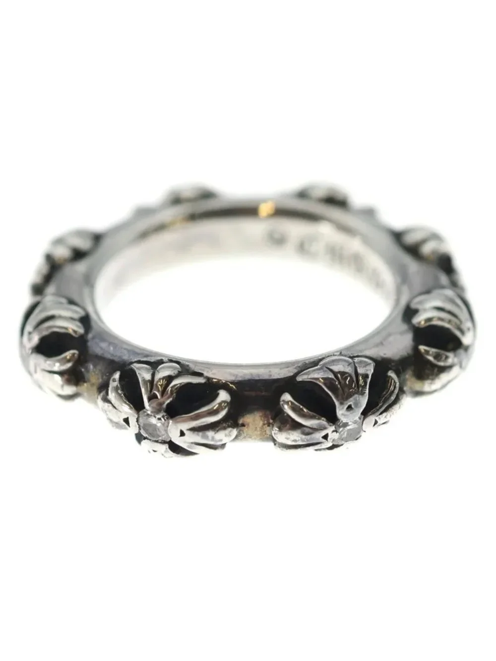 Chrome Hearts Cross Band a Dia Point Diamond Ring Silver